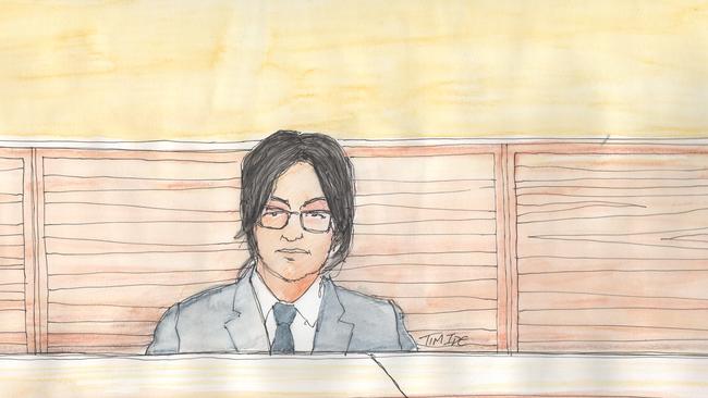 Wei Li during his trial for the murder of his mother at their Burnside home. Illustration: Tim Ide