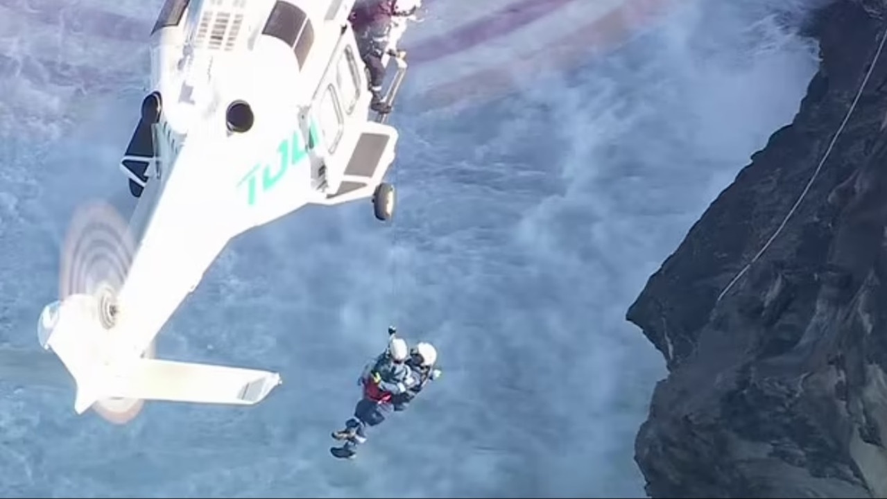 Daniel fell off a coastal track while walking in Royal National Park at Eagle Rock north of Sydney on Saturday. Picture: Nine News