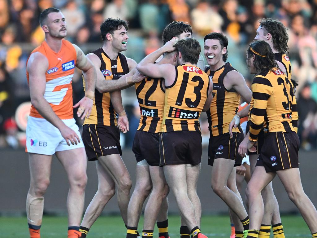 The Giants’ loss to Hawthorn continued a worrying trend of not capitalising on opposition turnovers. Picture: Steve Bell/Getty Images