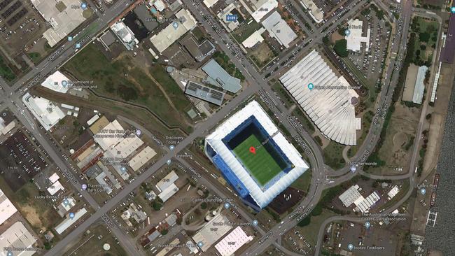 The Gold Coast's Cbus Super Stadium has been superimposed on the site to show there is enough space to make it happen. PICTURE: SUPPLIED