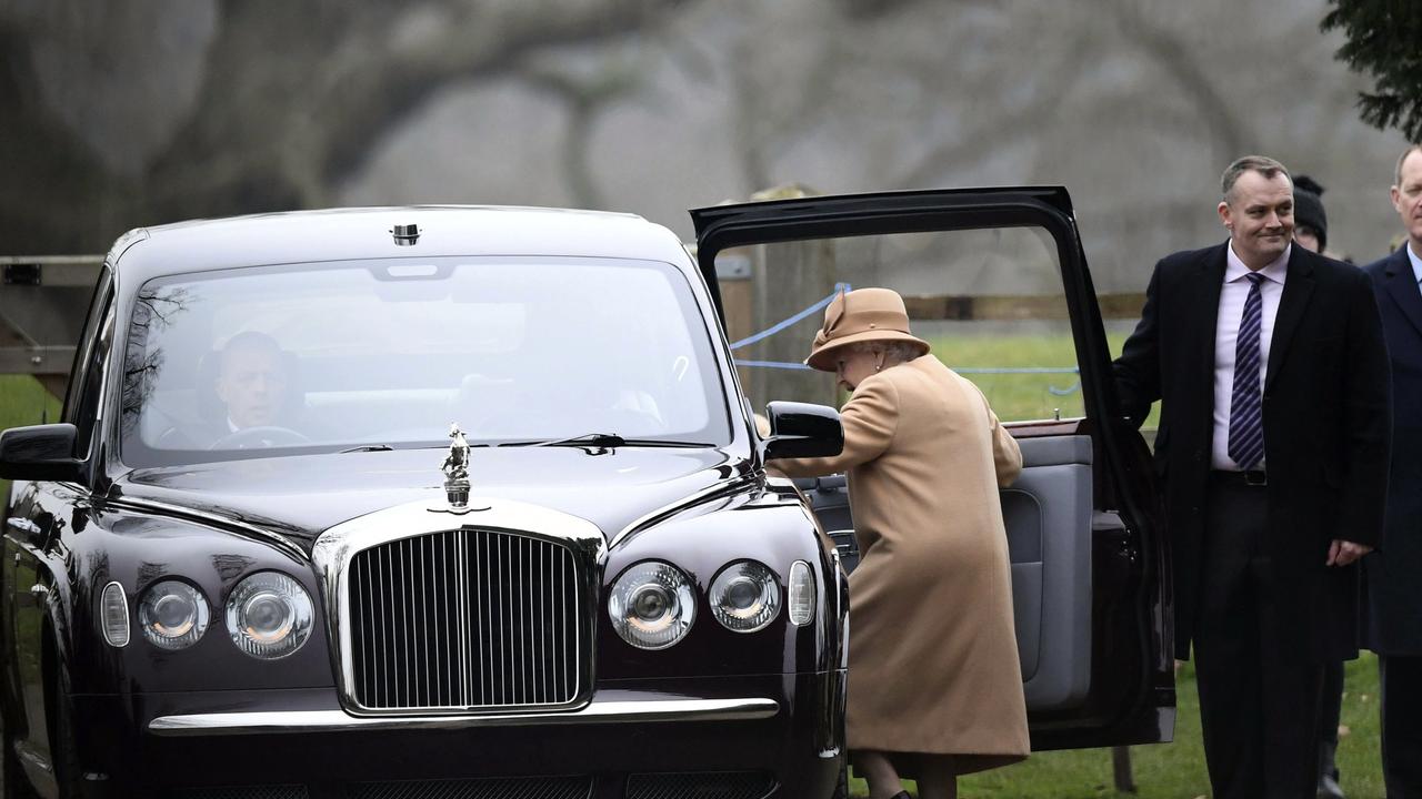 Queen Elizabeth leaves after attending a church service at St Mary Magdalene Church in Sandringham this month. Picture: Joe Giddens/PA via AP 