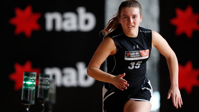 Abbie McKay in action during the AFLW draft combine.