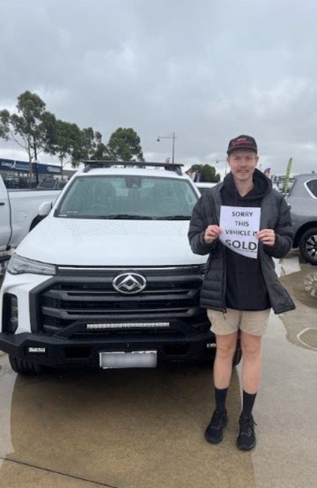 Gage Huson purchased a new ute in February which has now been written off after teenagers driving a stolen car crashed into him. Picture: Supplied