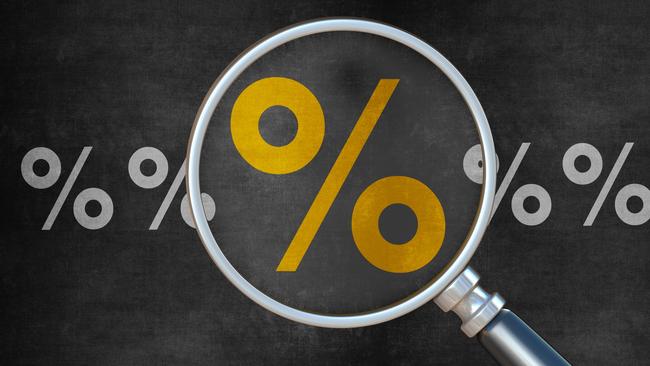 Searching for Interest Rate, generic percentage, per cent sign with magnifying glass