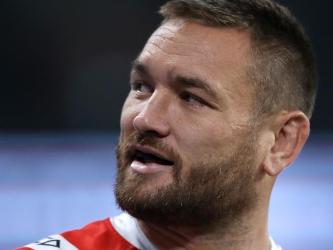 SYDNEY, AUSTRALIA - MAY 29: Jared Waerea-Hargreaves of the Roosters looks on before the round three NRL match between the Sydney Roosters and the South Sydney Rabbitohs at Bankwest Stadium on May 29, 2020 in Sydney, Australia. (Photo by Mark Kolbe/Getty Images)