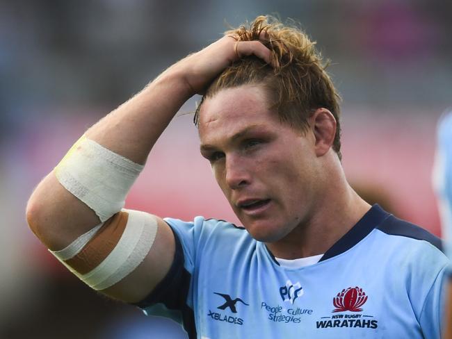 Michael Hooper of the Waratahs reacts during the Round 7 Super Rugby match between the ACT Brumbies and the Waratahs at GIO Stadium in Canberra, Friday, March 15, 2020. (AAP Image/Lukas Coch) NO ARCHIVING, EDITORIAL USE ONLY