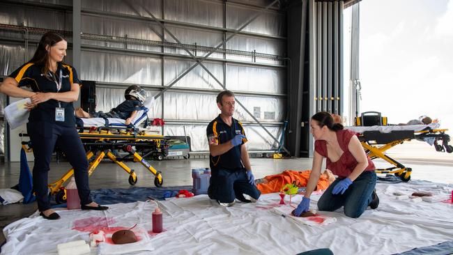 A walk through-talk through of applying first aid with CareFlight. Picture: Pema Tamang Pakhrin