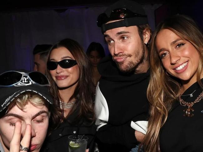 Justin Bieber has shared a photo with his wife Hailey Bieber, Sydney superstar Kid Laroi, and rumoured romance Tate McRae. Photo: Instagram.