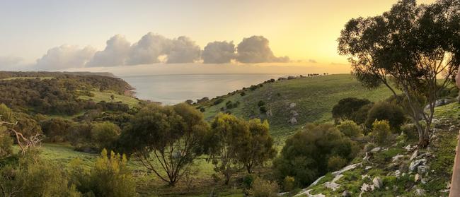 The view to Pink Bay from a Sea Dragon suite. Picture: Kate Uren