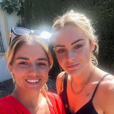 Matildas star Ellie Carpenter (right) and her girlfriend Netherlands player Danielle van de Donk. Picture: Instagram