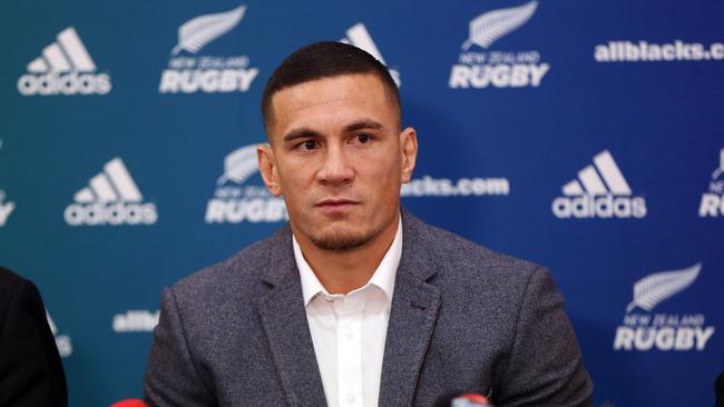 All Black Sonny Bill Williams speaks to the media in Auckland.