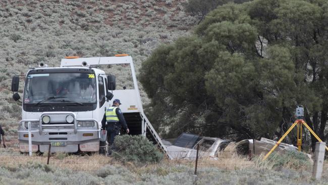 Scene of a fatal crash near Port Augusta on Tuesday, December 19. Picture: Peter Taylor