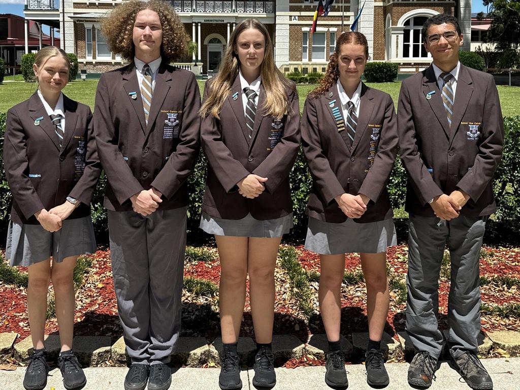 Maryborough State High School Captains Lara Suthers, Raine Walker, Sharde Jespersen, Olivia Maxwell and Anwar Ait Balla.