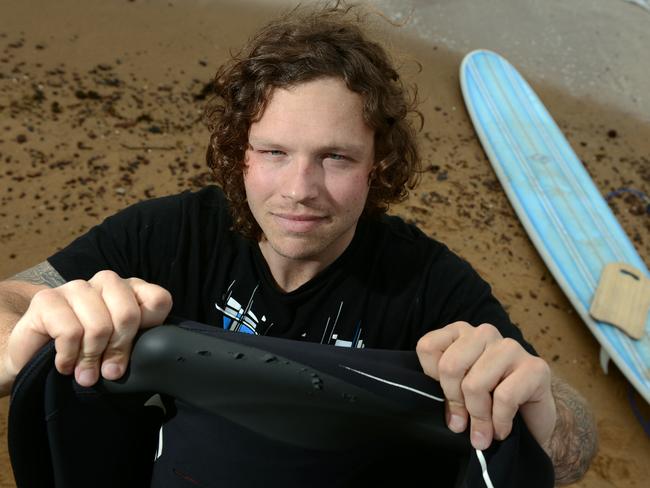 Frankston man Jimmy McDonald Jones had a close encounter with a shark while surfing at Flinders.