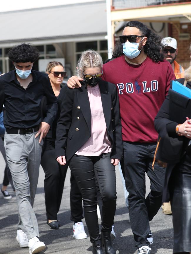 Supporters of Tyrell Edwards arrive at court on Thursday. Picture: John Grainger