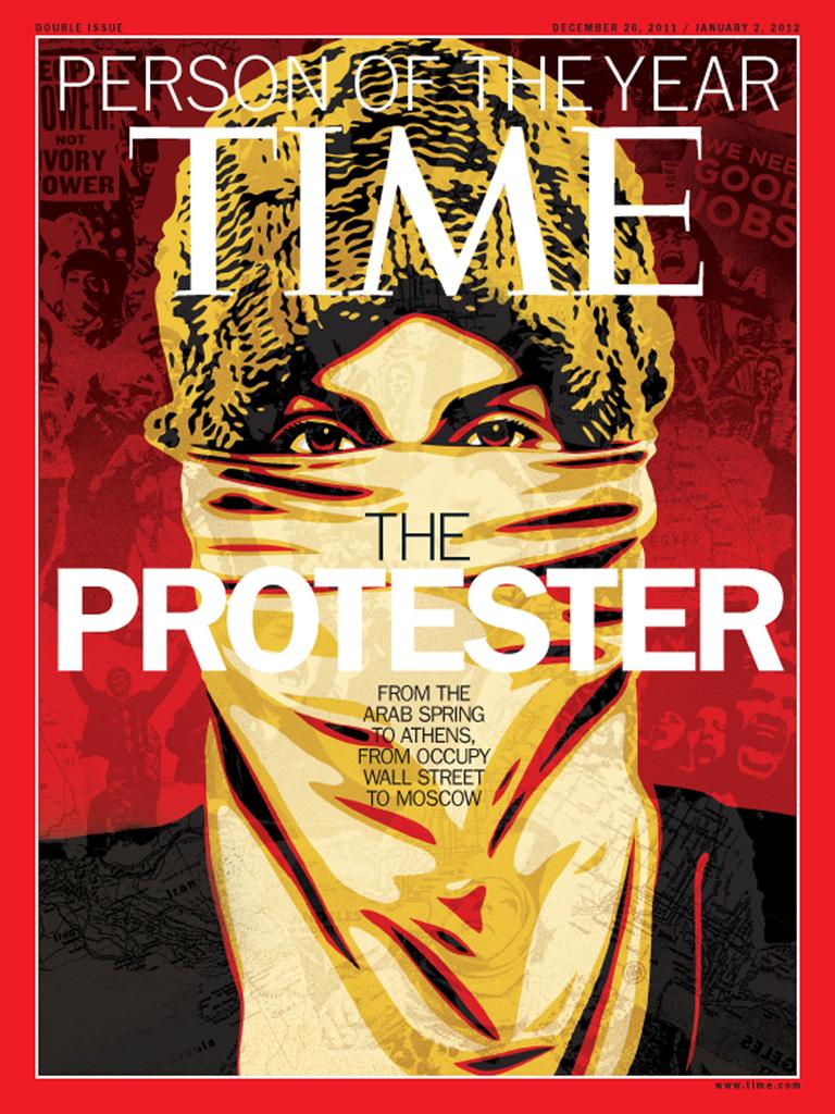 The 2011 Person of the Year was “The Protester”, including those during the Arab Spring, with TIME claiming dissent across the Middle East reshaped global politics. Photo: AP Photo/Time Magazine