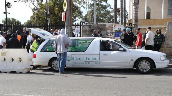 The coffin is taken away by a hearse. Picture: NCA NewsWire