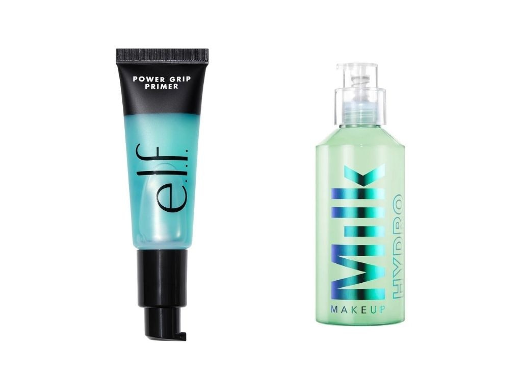 The e.l.f. Power Grip Primer versus the Milk Makeup Hydro Grip Primer.