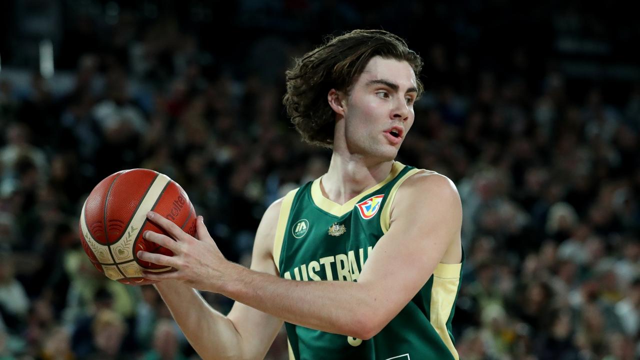 Josh Giddey had the ball on a string for the Boomers. (Photo by Kelly Defina/Getty Images)