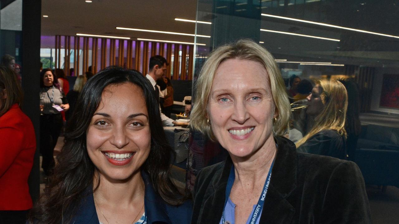 Farz Edraki and Caitlin Shea at Women in Media conference at Bond University, Robina. Pic: Regina King