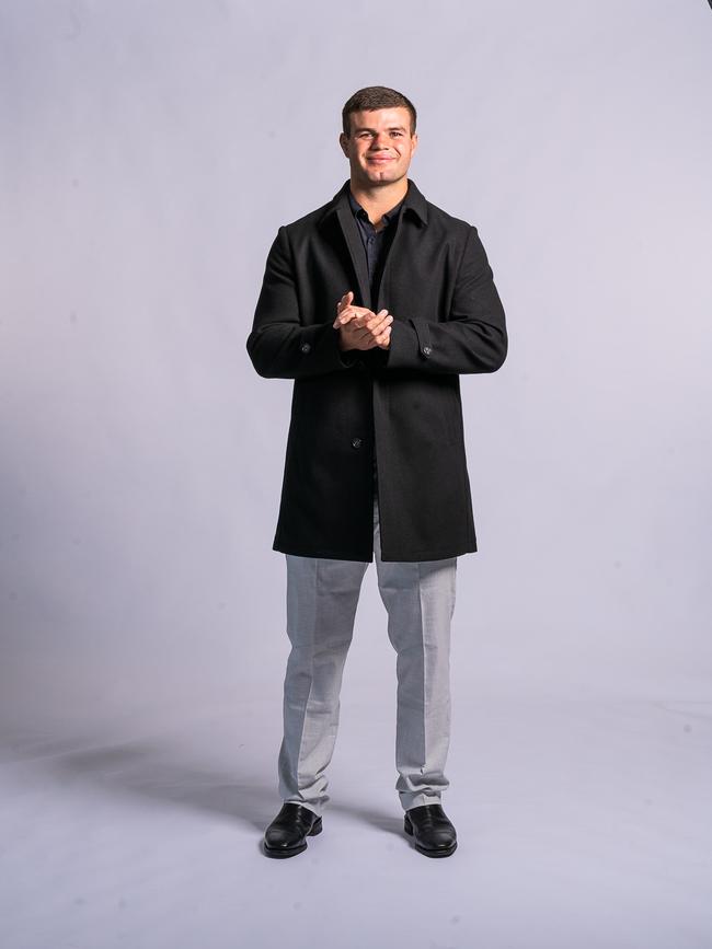 Blake Steep fronts the campaign for Van Heusen, the Sydney Roosters' Winter Picks. Picture: Supplied.