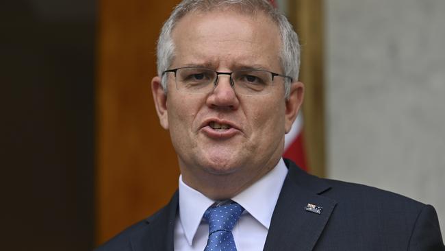 Prime Minister Scott Morrison has outlined a four-stage path to ending lockdowns. Picture: NCA NewsWire / Martin Ollman