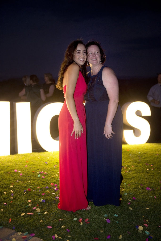 Eden Lingard with her mother, Bianca Lingard. The first group of Year 12 students to graduate from TACAP's held their formal at Preston Peak Winery. November 2018. Picture: Bev Lacey