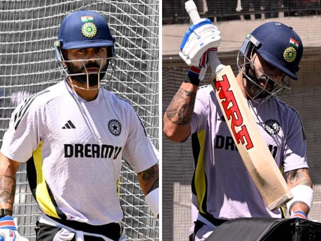 Virat Kohli had an issue in the MCG nets. Photos: AFP