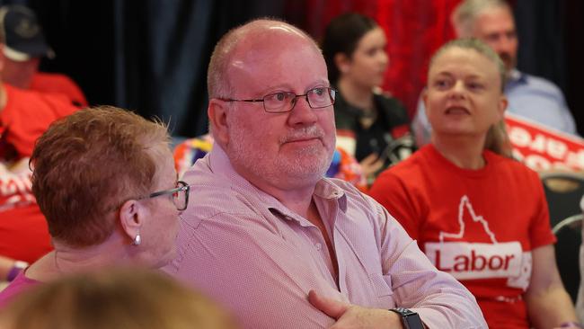 Premier Steven Miles holds his party launch at the North Lakes Community Centre. Gary Bullock in the crowd. Pics Adam Head