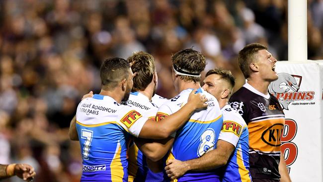 The Titans have come out on top of big brothers the Broncos in their pre-season trial. Picture: Getty Images.