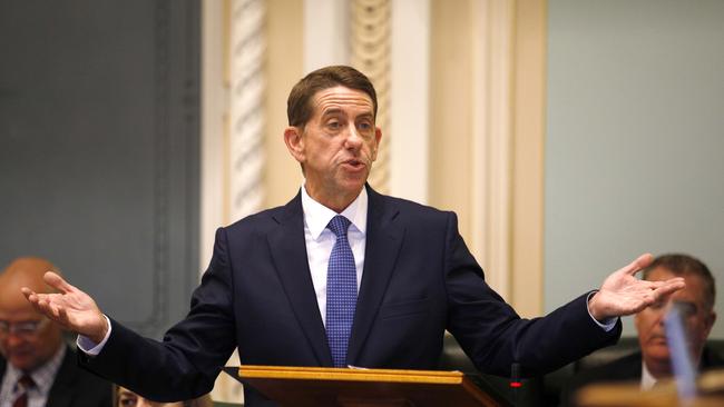 Queensland Treasurer Cameron Dick speaks during parliament question time in Brisbane. Picture: Tertius Pickard