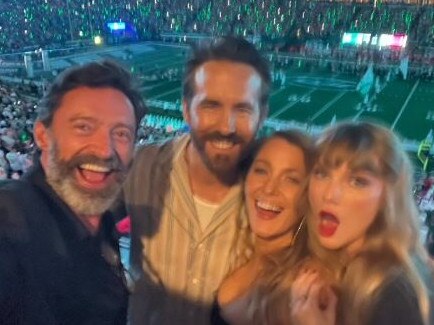 Hugh Jackman post woth Taylors Swift and other celeb pals.