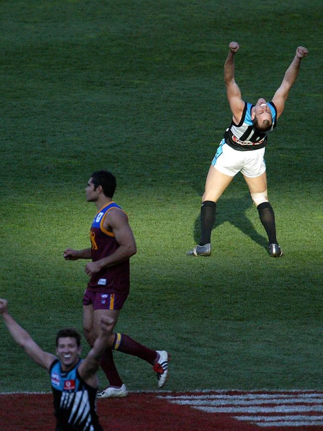 Port Adelaide’s celebrations start on the final siren.