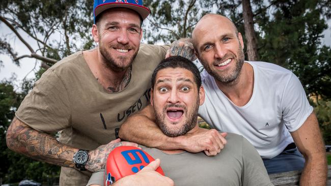 Dane Swan, Brendan Fevola and Chris Judd are part of The Footy Show. Picture: Jake Nowakowski