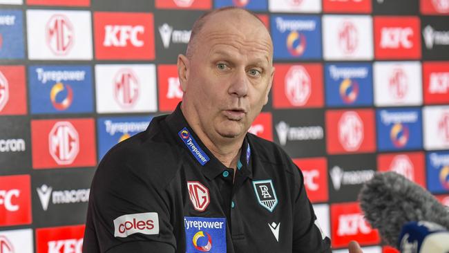 March 18 2025Port Power Adelaide training at Alberton Oval. Ken Hinkley press conference.Pic RoyVPhotography