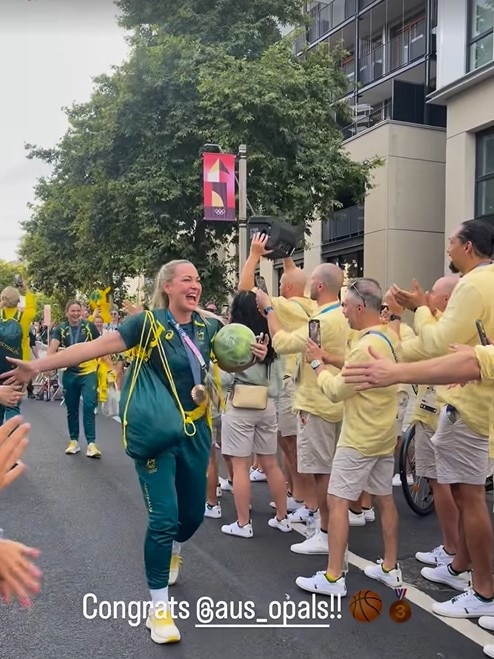 The bronze-clad Opals celebrated their victory at the women’s basketball games. Picture: Instagram