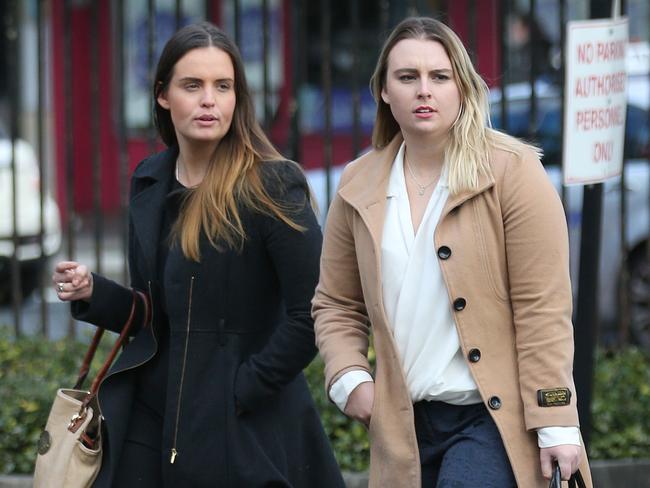 Lucy and Jessica McNamara arrive at the Supreme Court for their father’s sentence hearing on August 25.