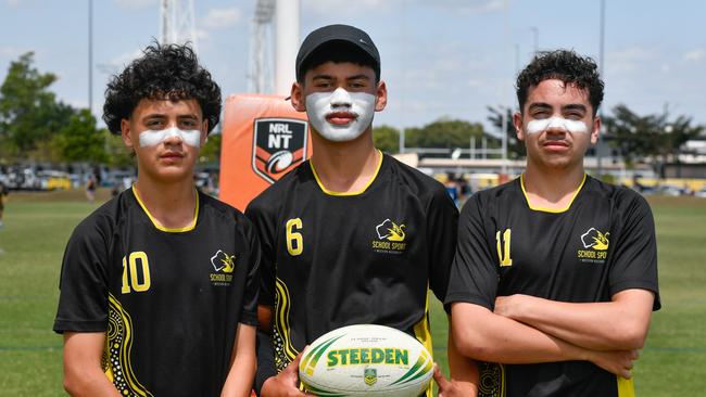 from Western Australia Kaiawha Heke, Dekoda McGregor and Gauge Newton at the 2023 National Combined Touch Championships in Darwin. Picture: Pema Tamang Pakhrin