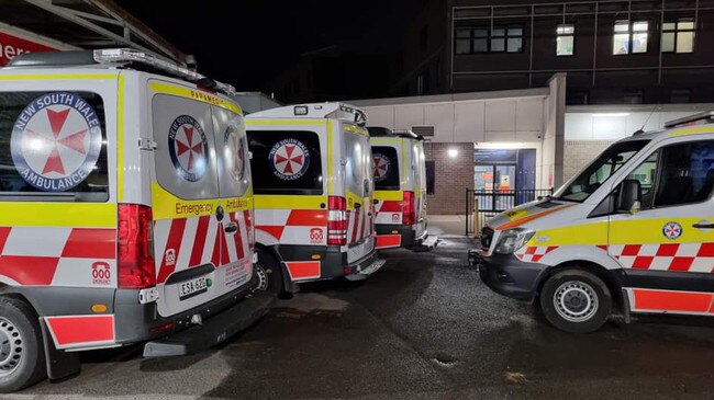 Ambulances queued outside Nepean Hospital on Monday May 9th. Picture: Supplied