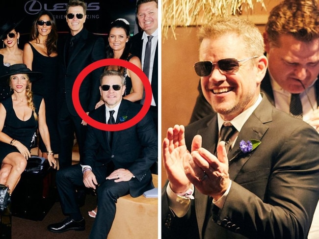 Matt Damon's surprise appearance at Derby Day in Melbourne has finally been explained. Picture: