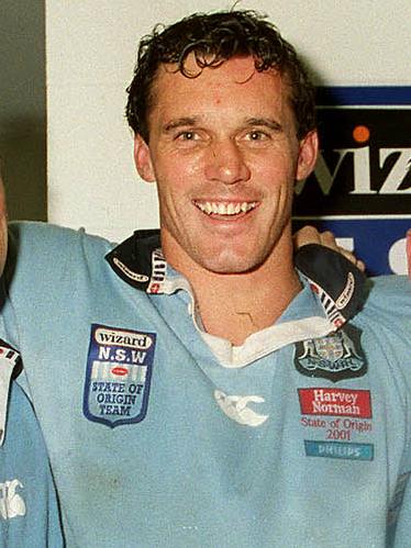 Matt Adamson celebrating after NSW’s win in State of Origin 2 at Stadium Australia in 2001. Picture: Daniel Berehulak