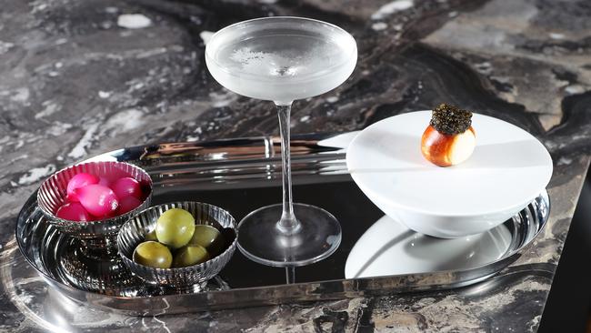 Melbourne's most anticipated restaurant Society is behind the pretzel caviar and caviar martini. Picture: Rebecca Michael.