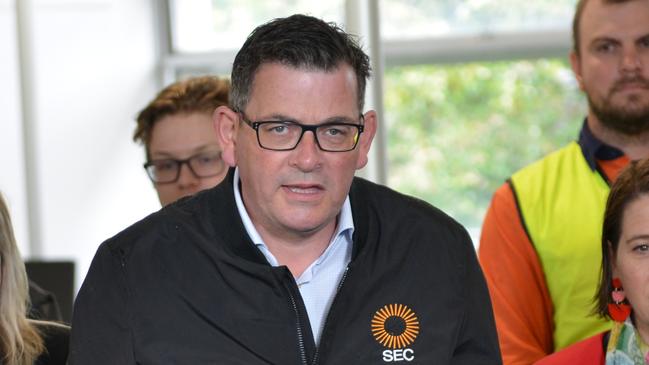 Daniel Andrews wearing the SEC logo. Picture: Ian Wilson