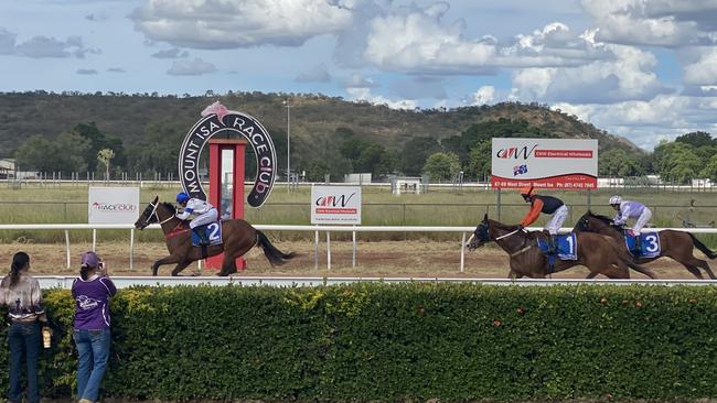 Fab’s Cowboy and Dakota Graham create racing history at Mount Isa. Picture: Lenore Saunders.