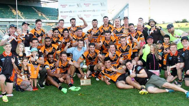 Helensburgh Tigers celebrate winning the 2015 Illawarra Cup. Picture: Dorian Cobb