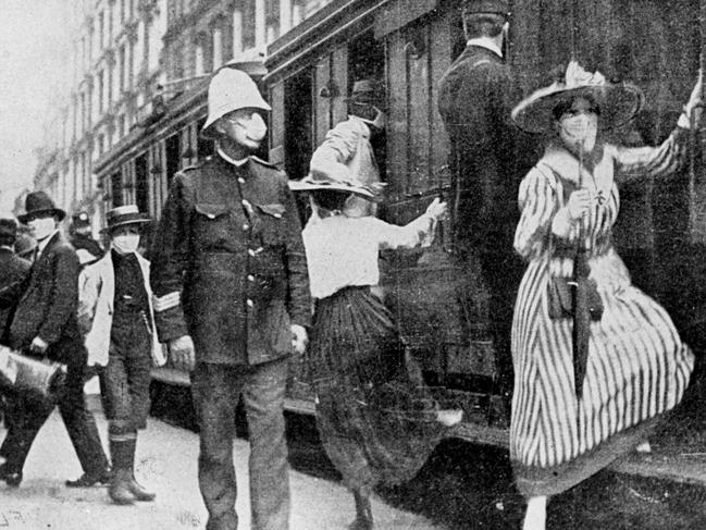 Australians wearing masks during the Spanish flu outbreak in 1919.