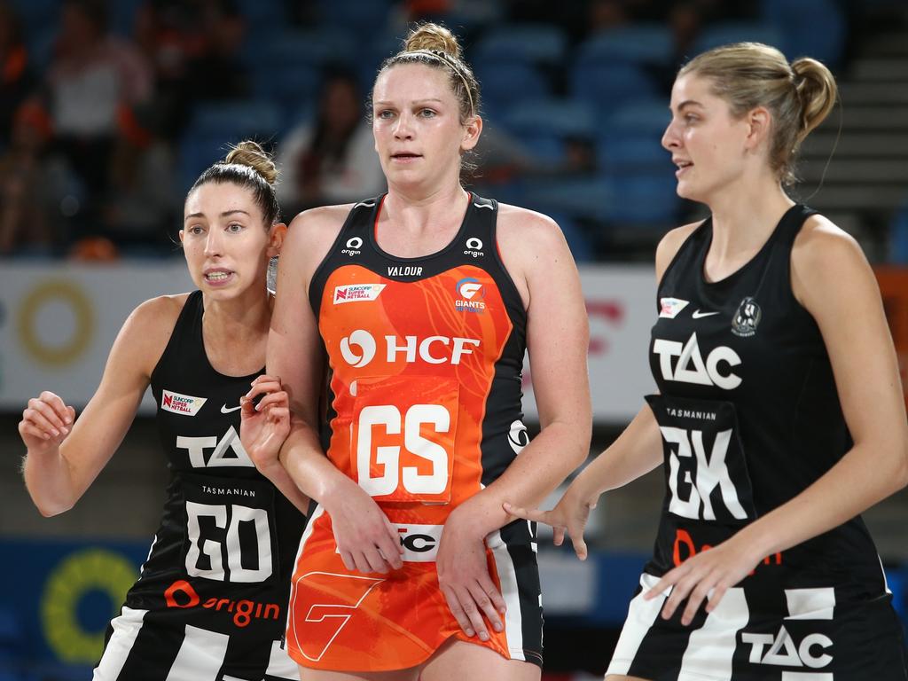 Collingwood and GWS’ netball teams show how sports can coexist. Picture: Jason McCawley/Getty Images