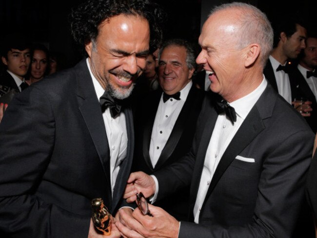 Alejandro González Iñárritu and Michael Keaton are seen at the 20th Century Fox & Fox Searchlight Oscar Party.