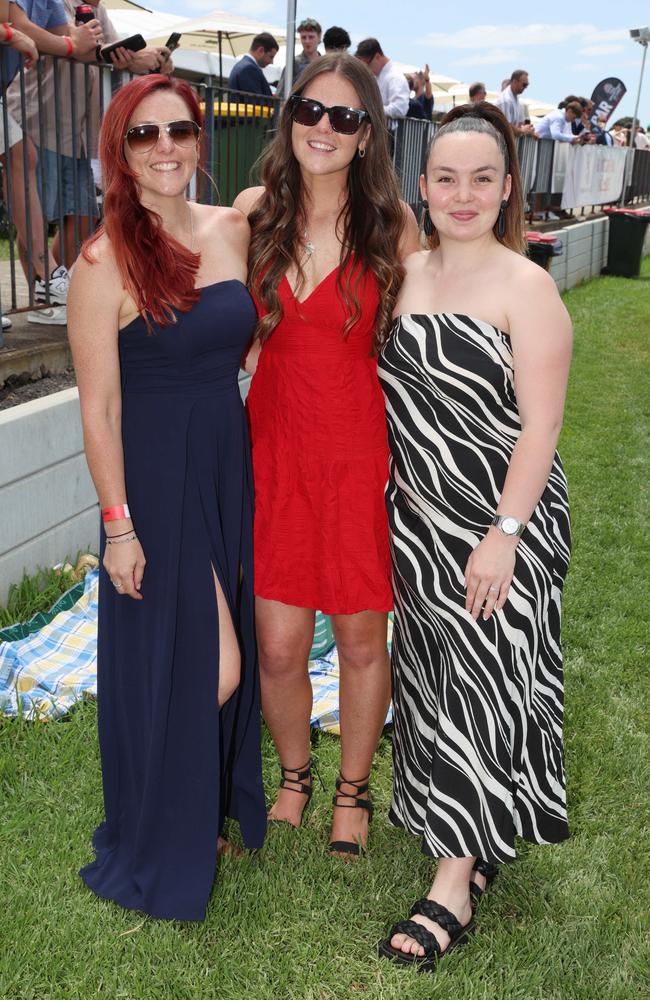 MELBOURNE, AUSTRALIA – DECEMBER 8 2024 Tiffany, Monique and Tanysha attend the Werribee Cup in Werribee on December 8th, 2024. Picture: Brendan Beckett