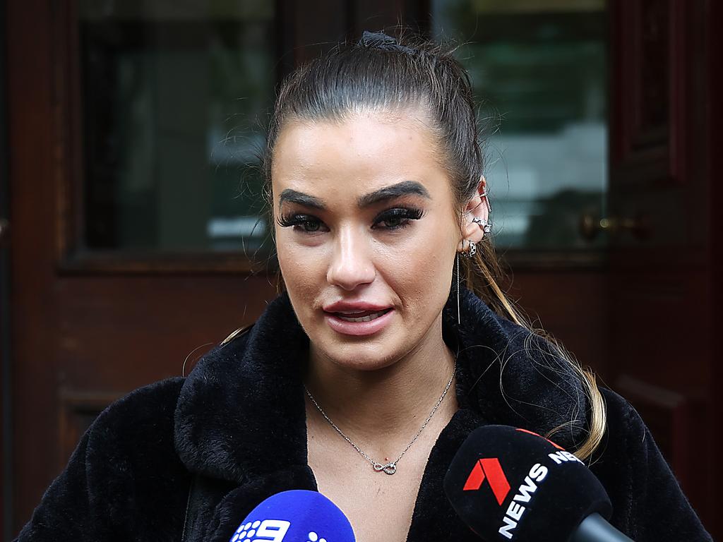 Cindy Crossthwaite’s daughter Jesmine speaks with the media outside the Supreme Court. Picture: NewsWire/Ian Currie